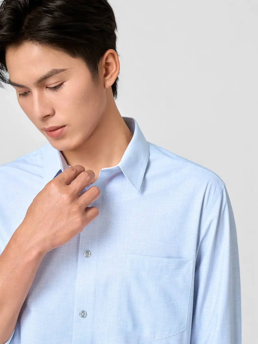 Áo Sơ-mi nam dài tay kẻ caro cao cấp - Kẻ Xanh Da Trời 187 - M