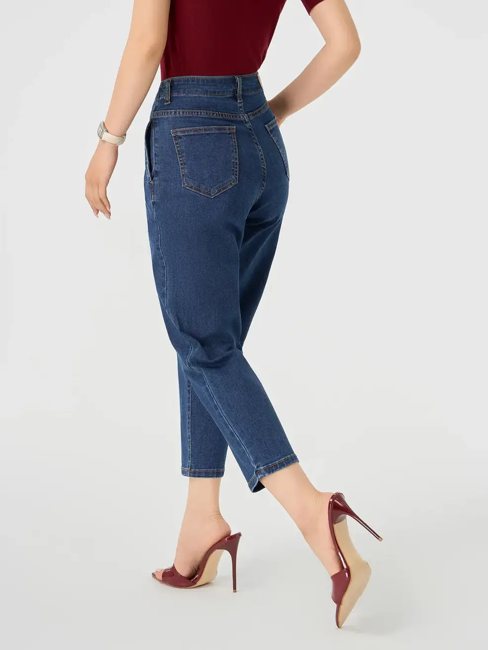 Quần Jeans Baggy Cạp Liền Co Giãn (QJN3076) - Màu chàm 001 - 25