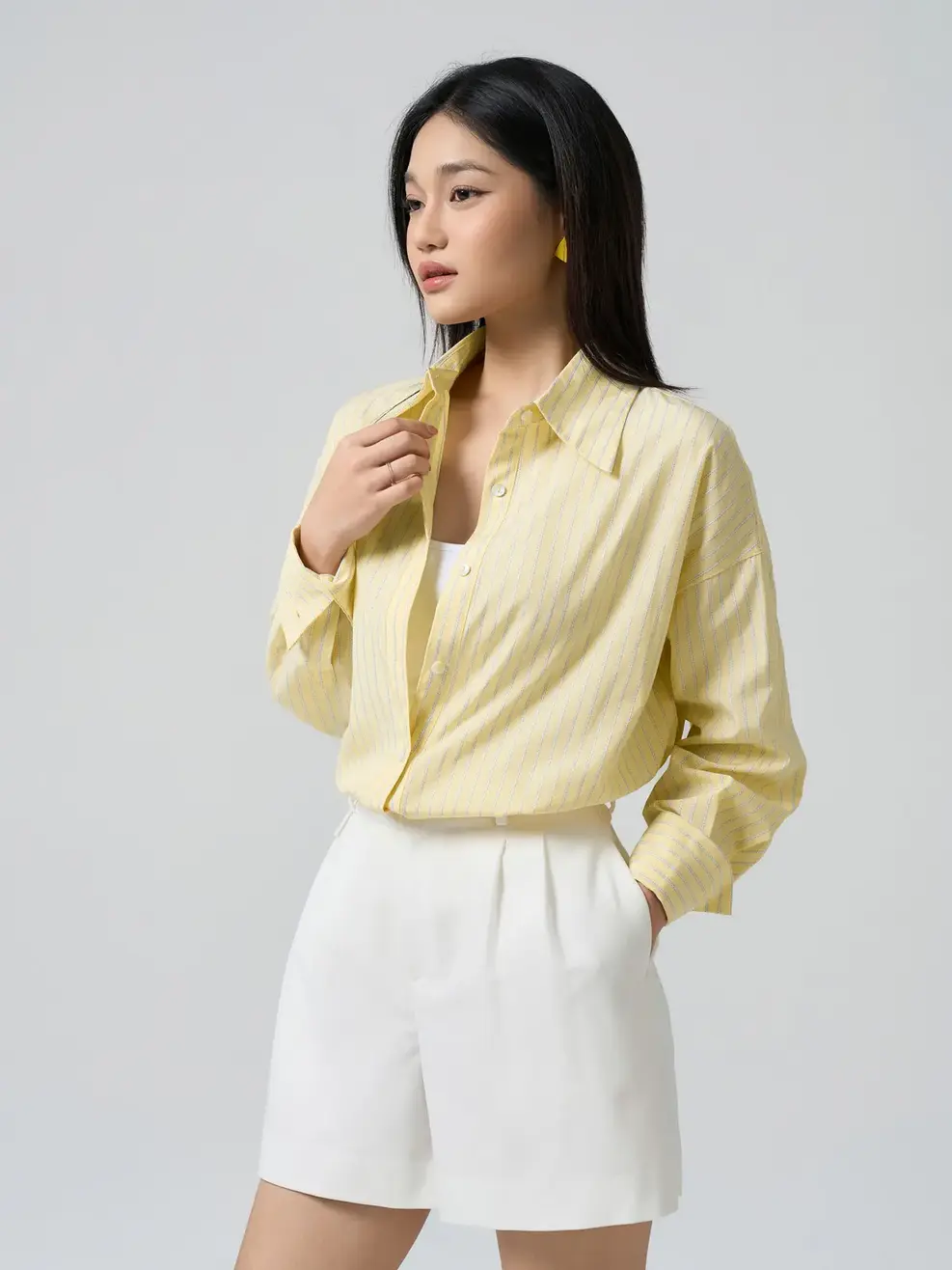 Áo Sơ Mi Kẻ Sọc Trẻ Trung - YELLOW STRIPES 025 - XS