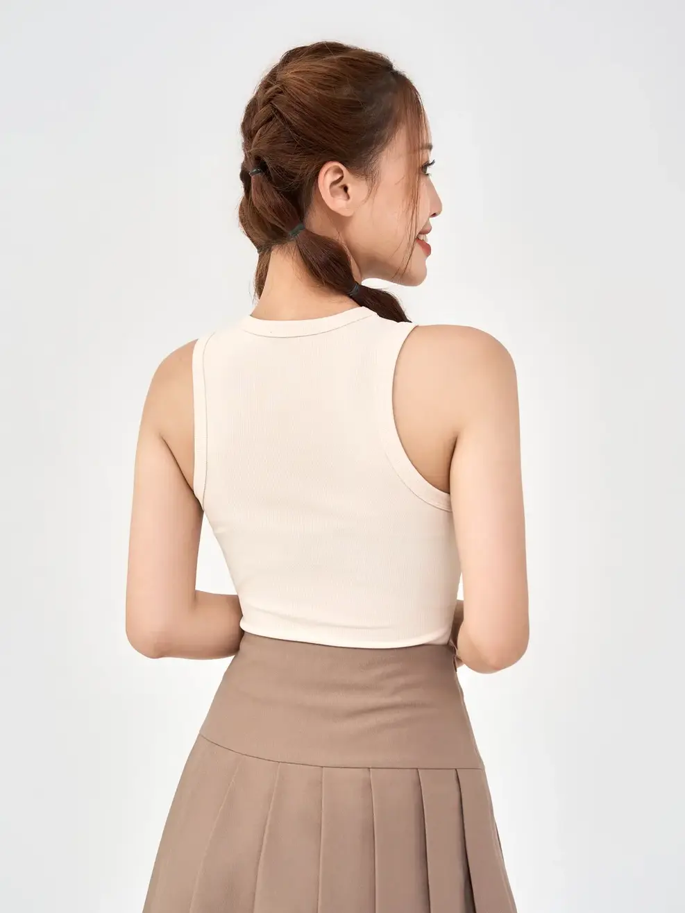 Áo 3 Lỗ Nữ Thun Rip Cơ Bản - Be - M