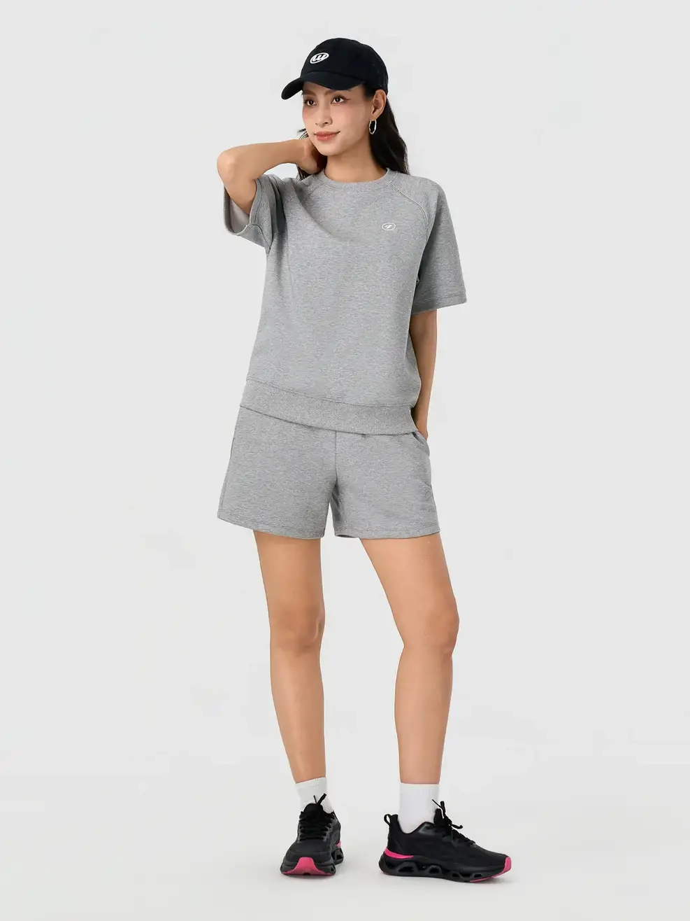 Bộ Đồ Nữ Tay Raglan - Melange xám 52 - S