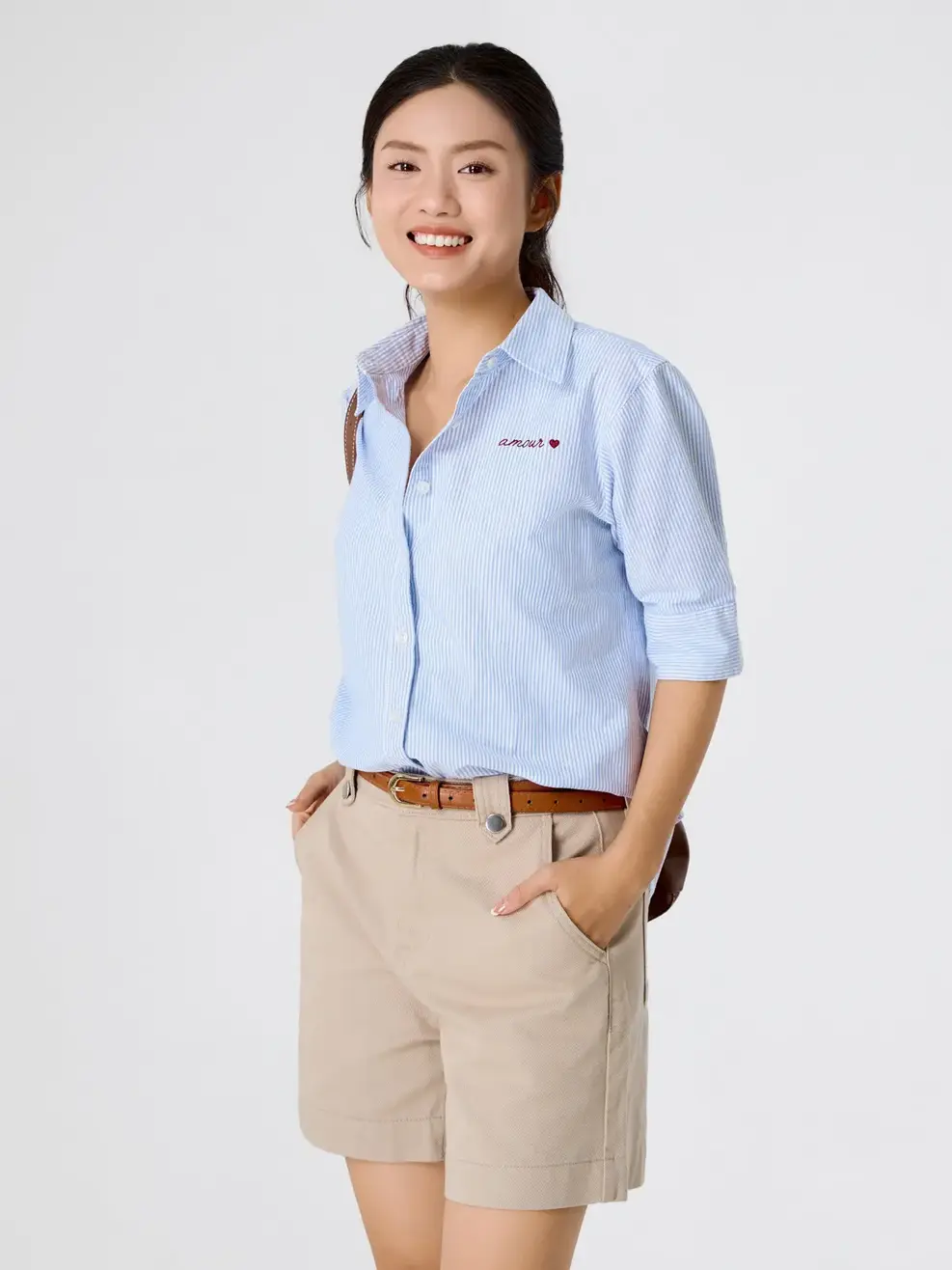 Áo Sơ-mi Stripes Short Sleeve - Kẻ xanh da trời 180 - S