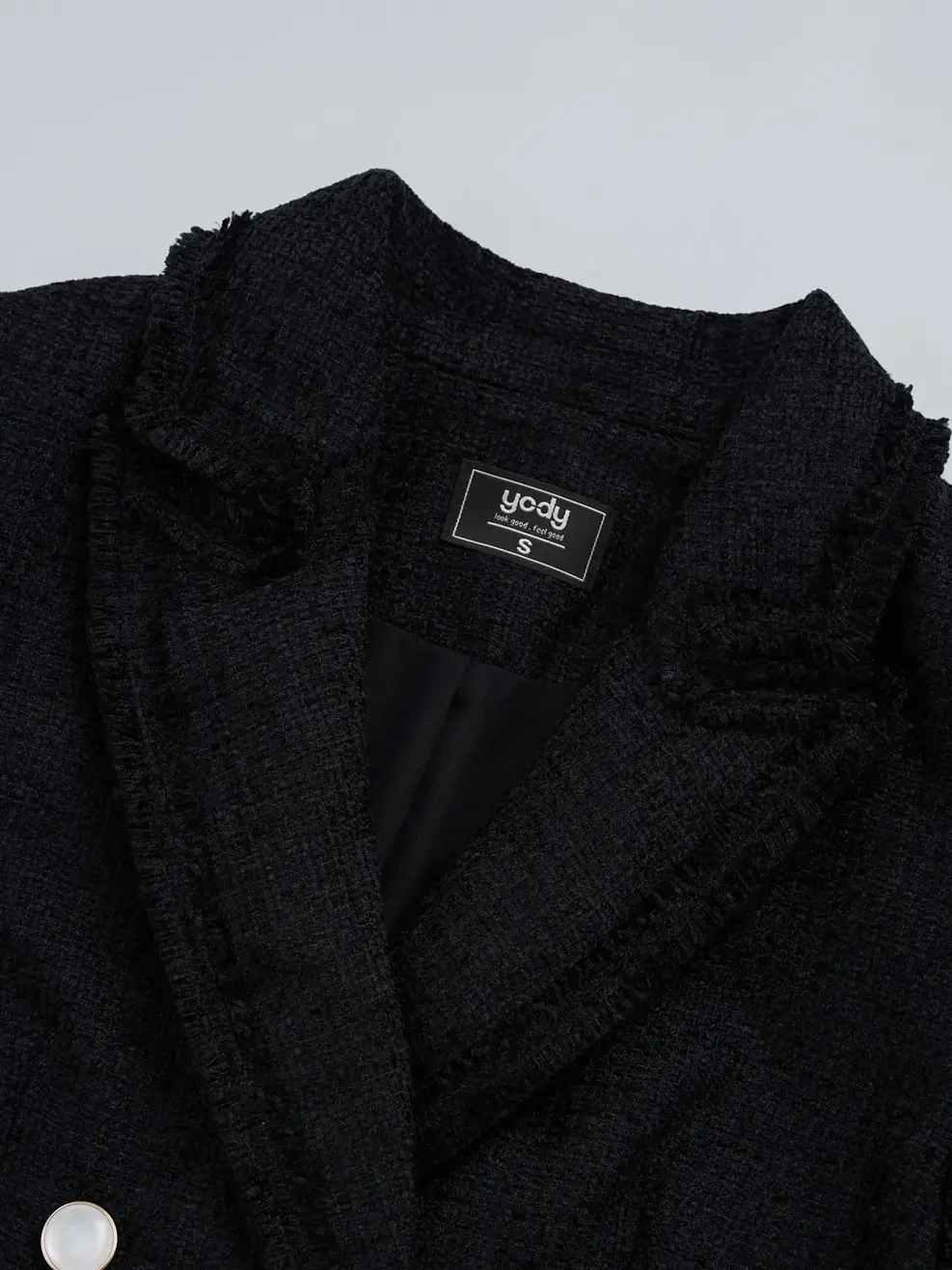 Áo Khoác Nữ Dạ Tweed Cổ Vest  - Đen - S