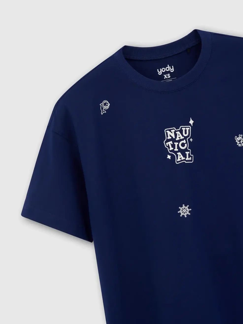 Áo Phông Nữ Relax Thêu Nautical - Tím Than 058 - XS