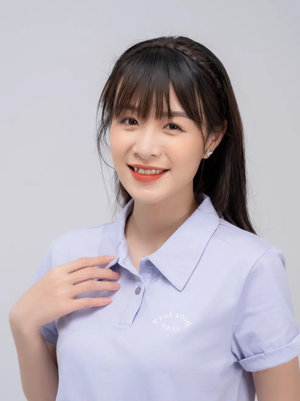 Bộ đồ nữ cổ thêu logo - Tím - M