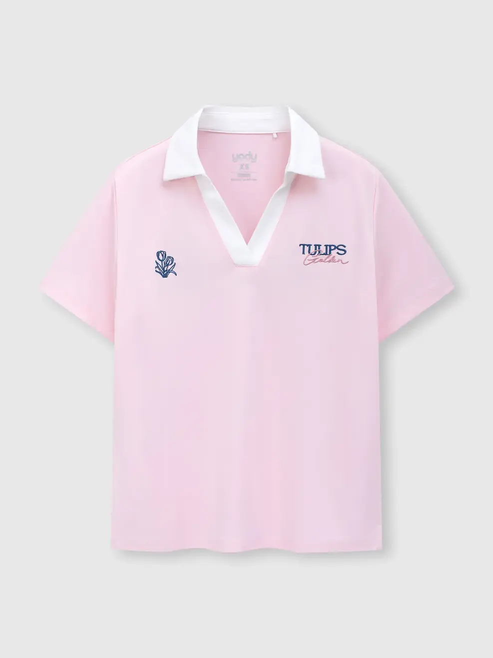 Áo Polo Nữ Cổ V Thêu Hình - Hồng 104 - XL