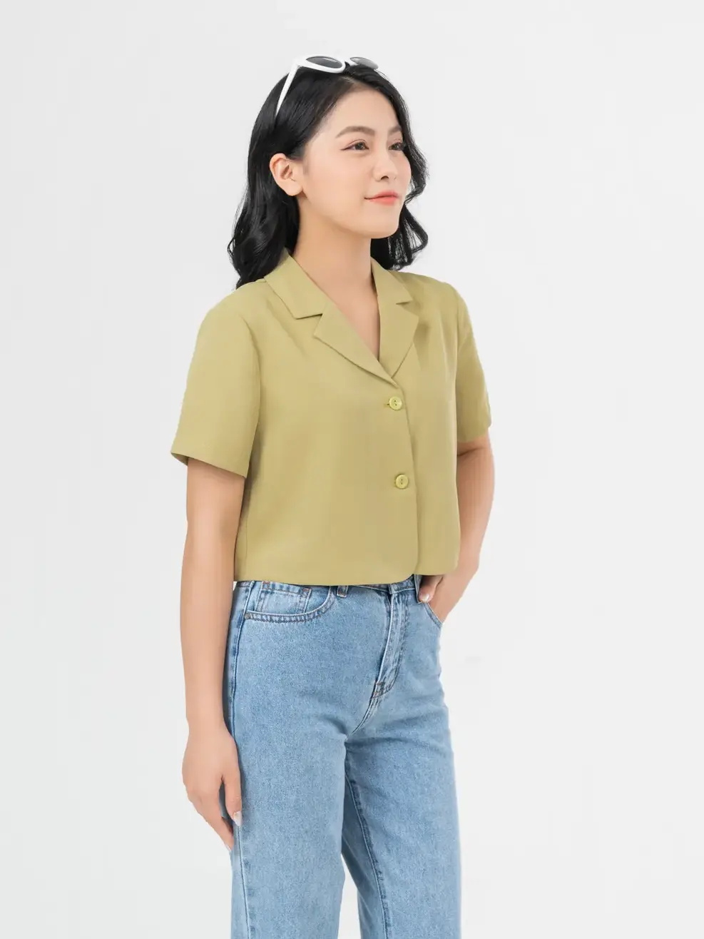 Sơ Mi Cộc Tay Nữ - Xanh cốm - S