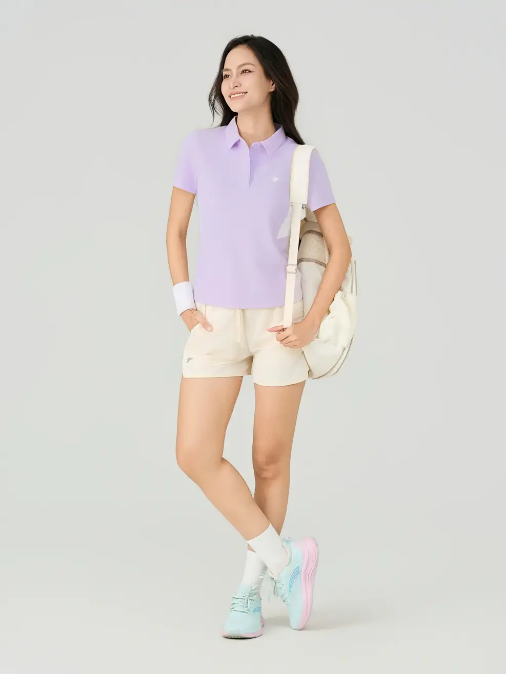 Áo Polo Sport Nữ Slim Phối Thân - Tím 014 - S