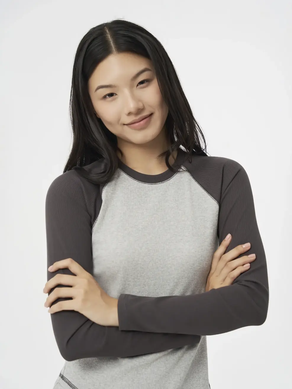Áo Phông Dài Tay Nữ Tay Raglan Phối Màu Form Simfit - Xám 035 - S