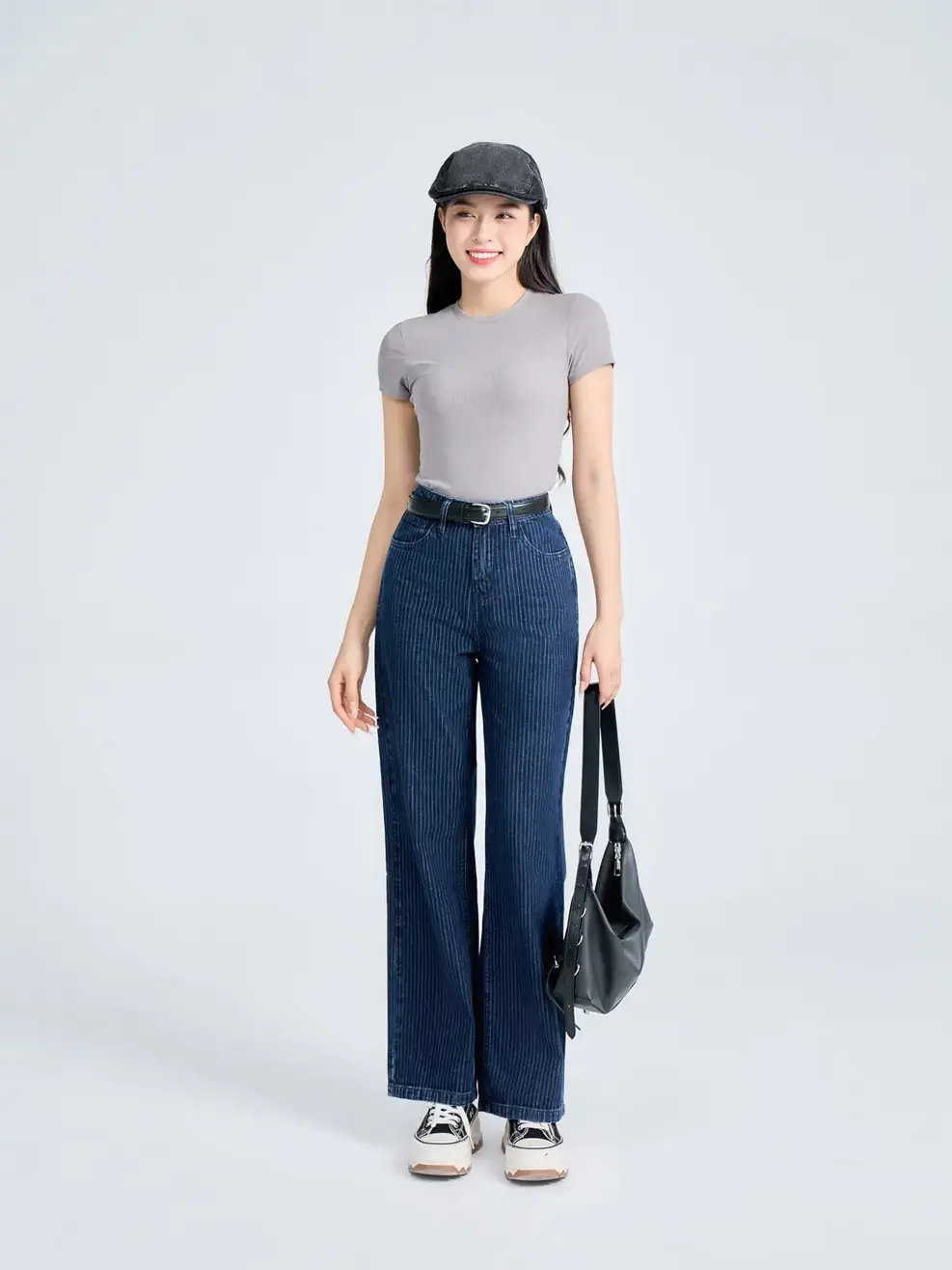 T-shirt Nữ Slimfit Thun Rib Tăm Nhỏ - Ghi - M