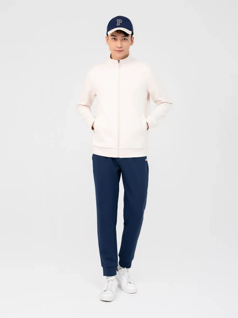 Áo Khoác Nỉ Thể Thao Nam Double Face Smart - Be - M