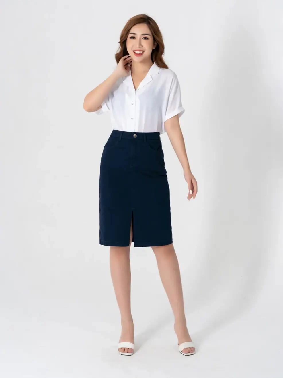 Chân ôm dài khaki xẻ - Tím than - 28