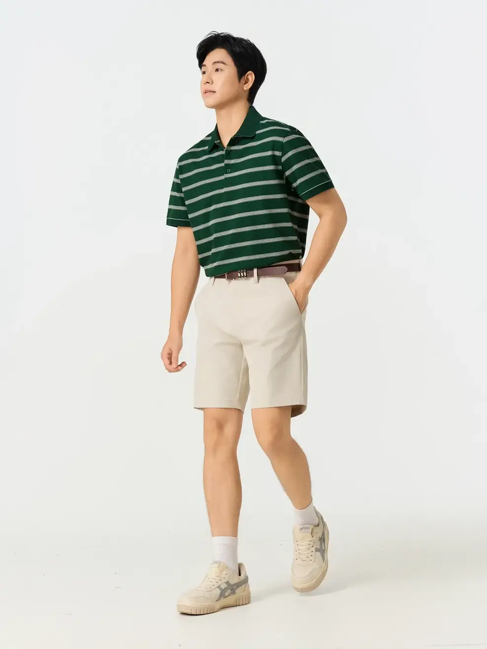 Quần Shorts nam cơ bản phối dây dệt -  Be 236 - 29
