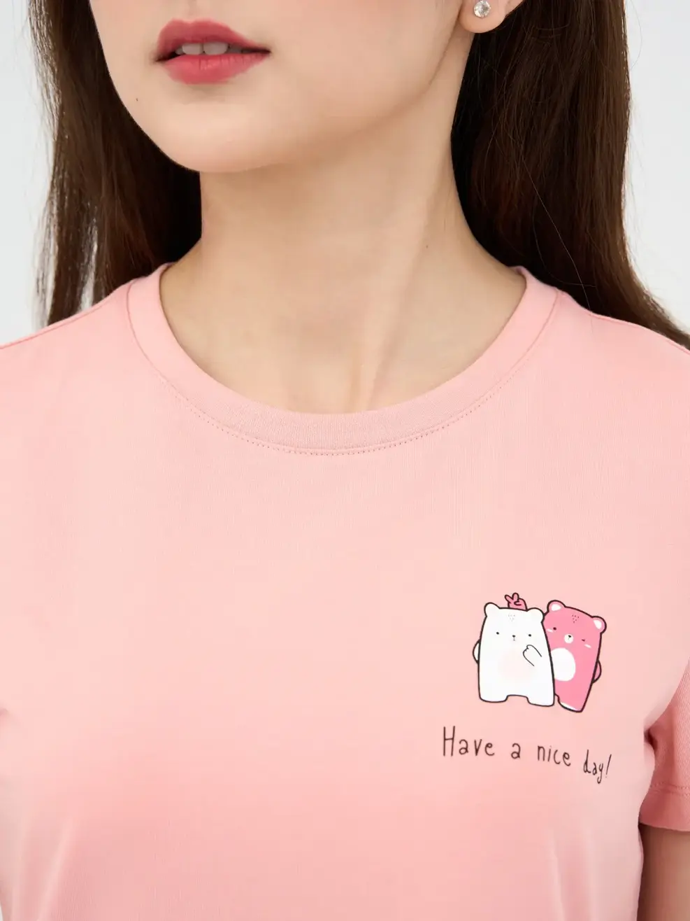 Đồ Bộ Nữ Lửng In Gấu Cotton 95/5 - Hồng - S