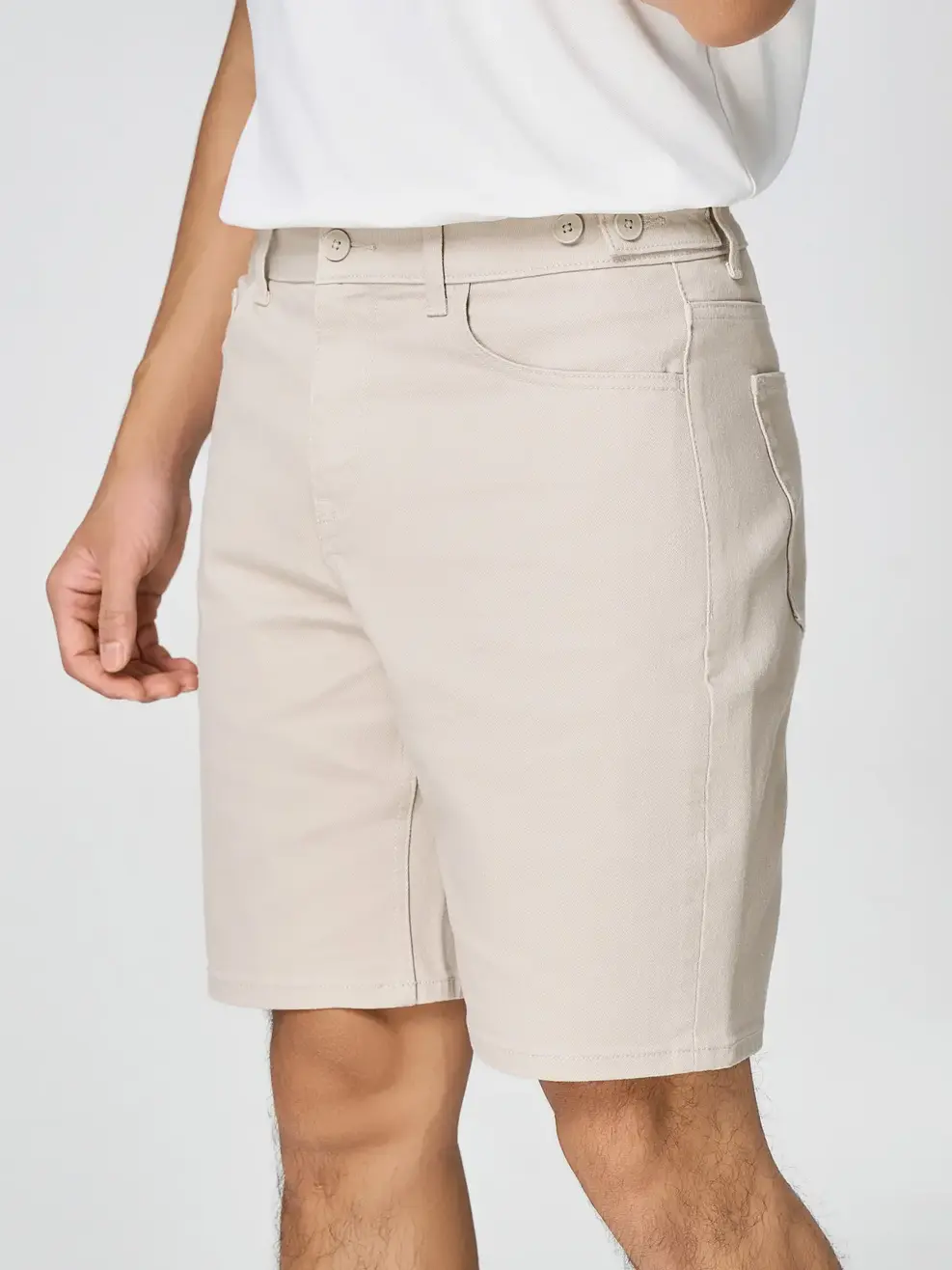 Quần Short Jeans Nam Cạp Phối Cúc - Be 008 - 28