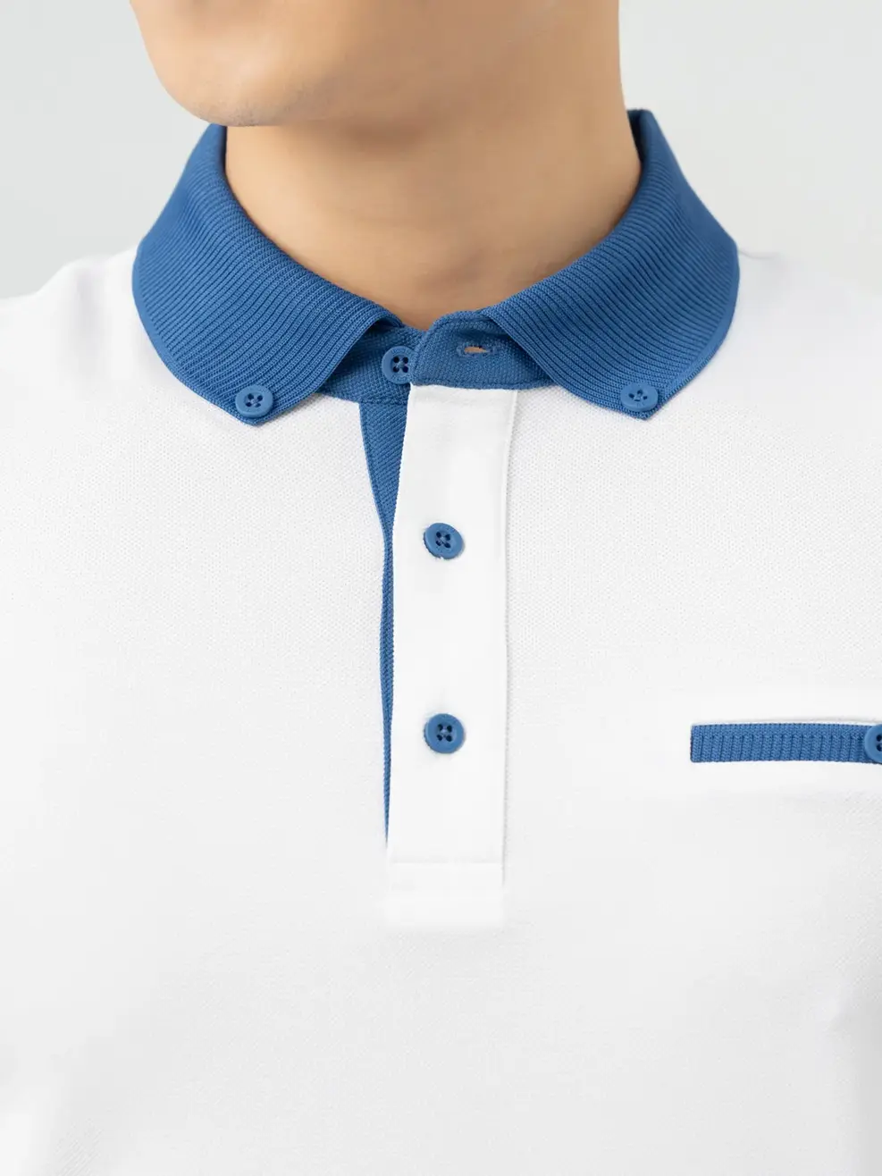 Áo Polo Nam Cafe Cơi Túi Ngực Phối Cúc - Trắng - L