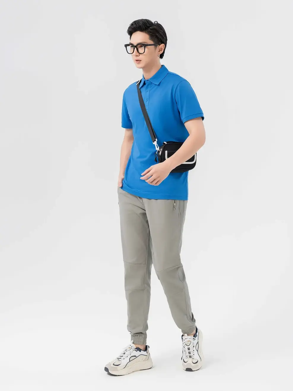 ÁO POLO NAM TÚI NGỰC PHỐI CÚC - Xanh bích - M