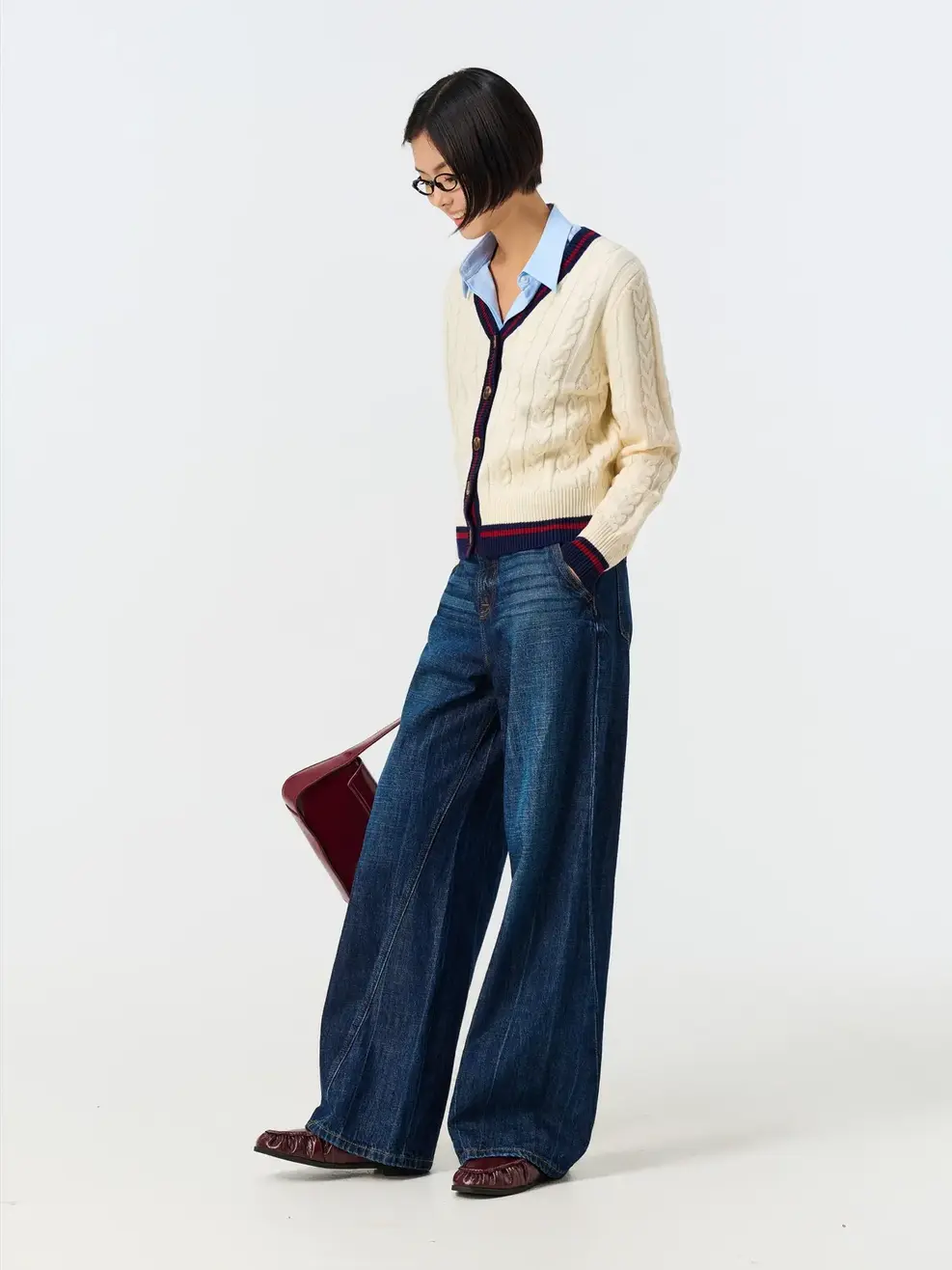 Quần Jeans Gai Xanh Ống Suông Vặn - Màu chàm 001 - 26