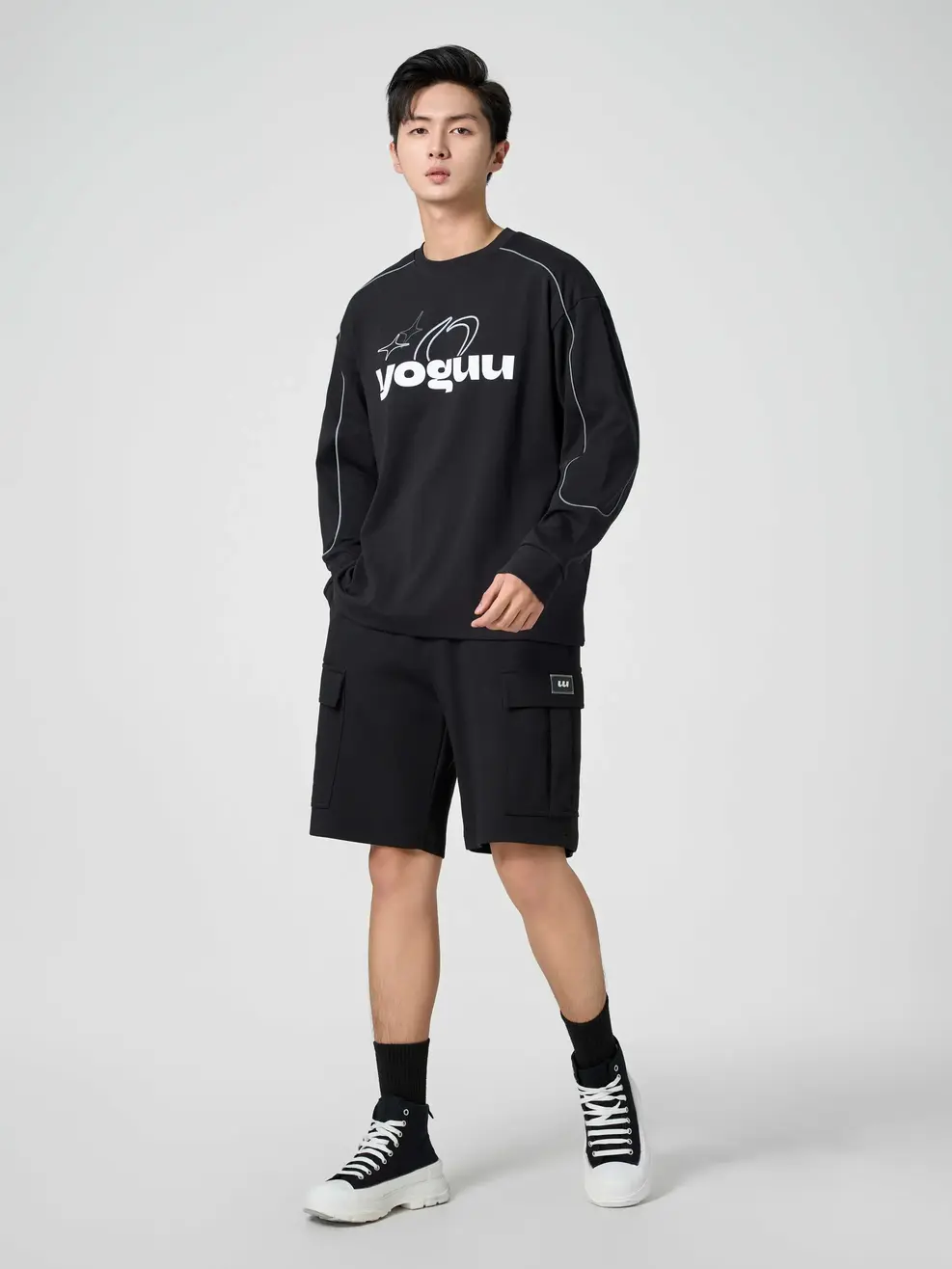 Áo Yoguu Dài Tay Phối Viền Tay - Đen - 0