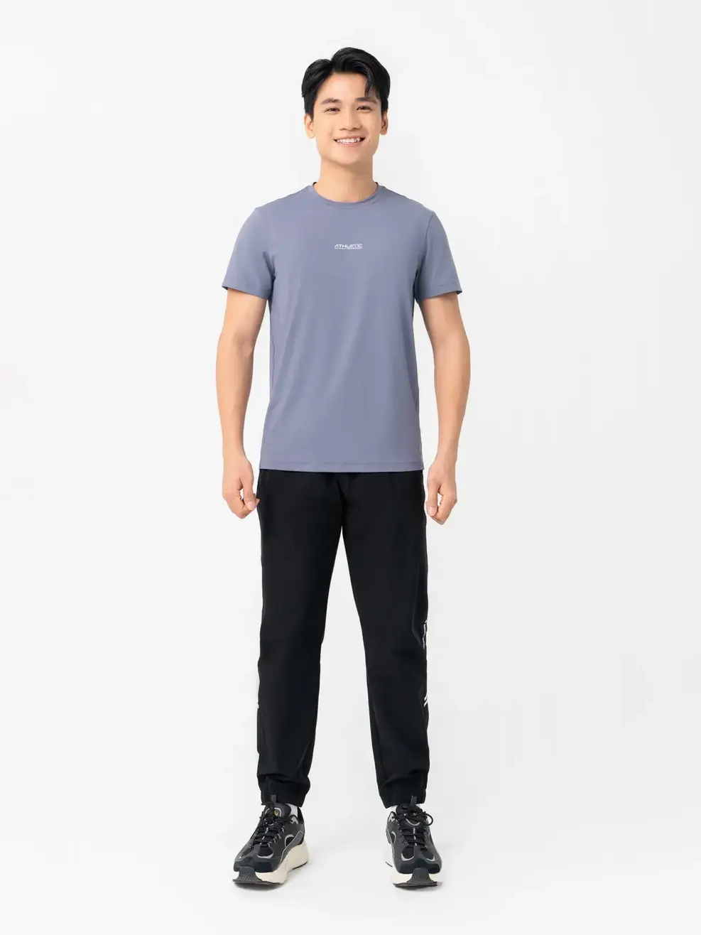 T-shirt Thể Thao Nam In Ngực Athletic - Ghi - M