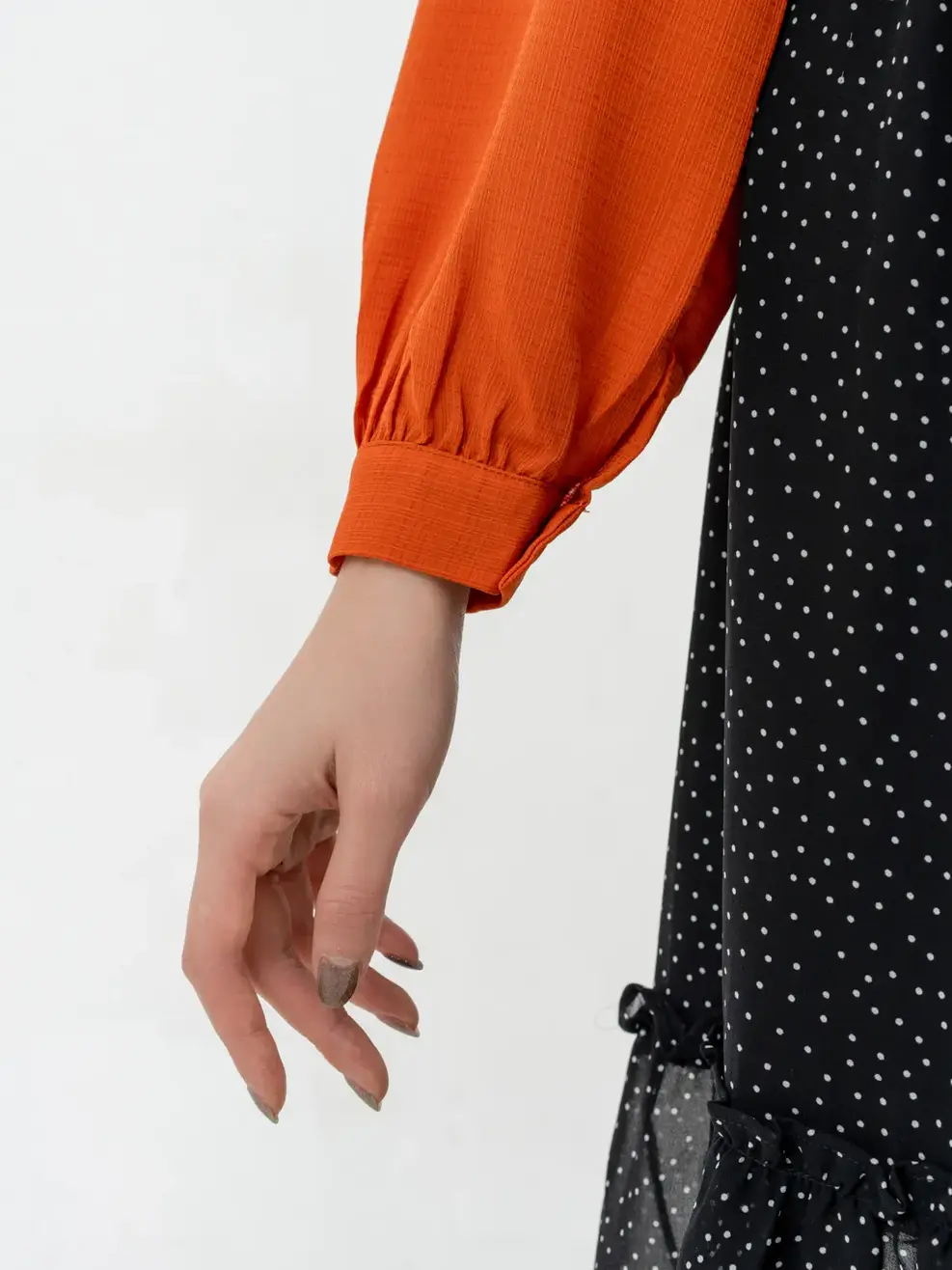 Áo Sơ Mi Tay Dài Nữ Cổ Bèo Dáng Suông  - Cam - S