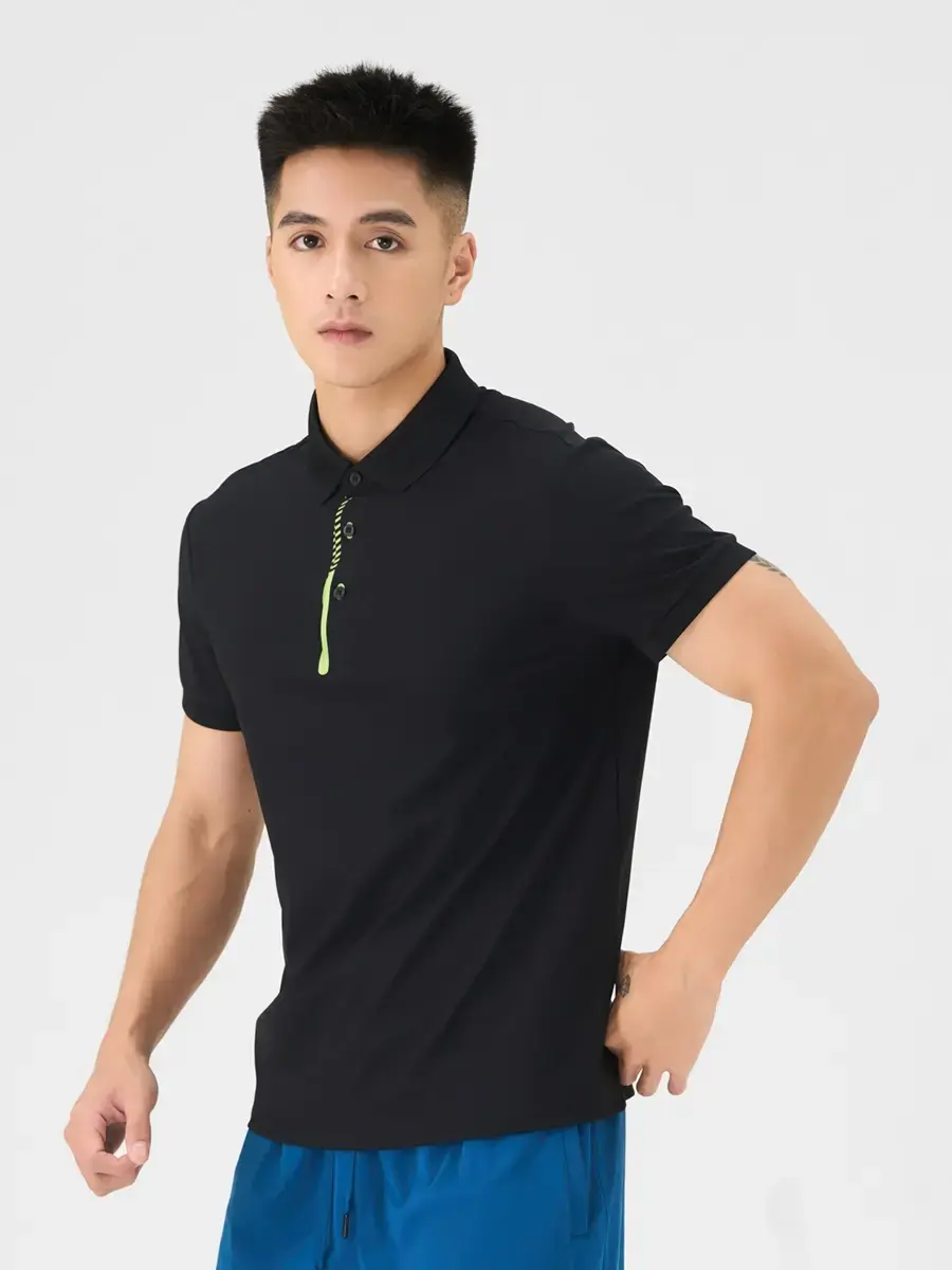 Polo Thể Thao Nam Trụ Áo Ép Sim - Đen - M