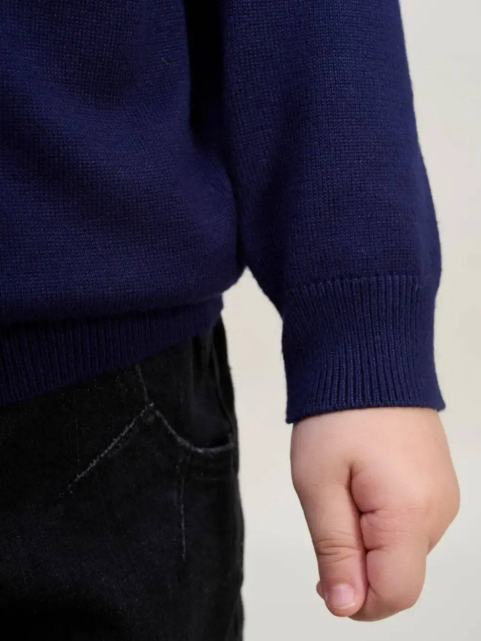 Áo len kid phối ngang - Xanh than phối đỏ - 6