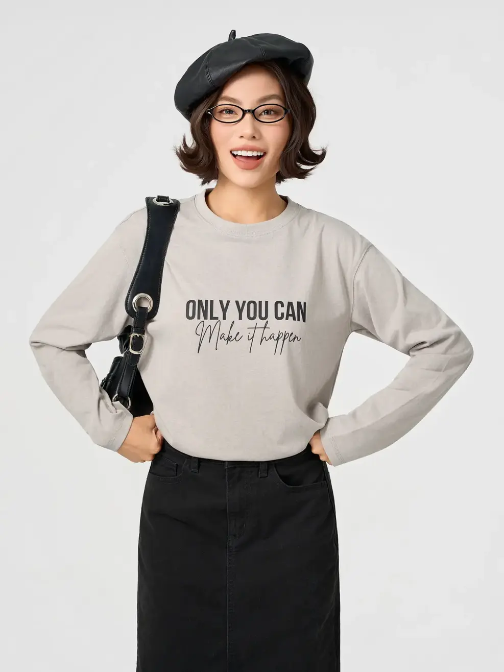 Áo Phông Dài Tay In Hình Thân Trước - Rêu 034 - S