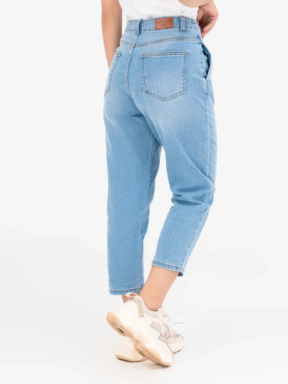 Jean nữ baggy cạp liền co giãn - Xanh nhạt - 31