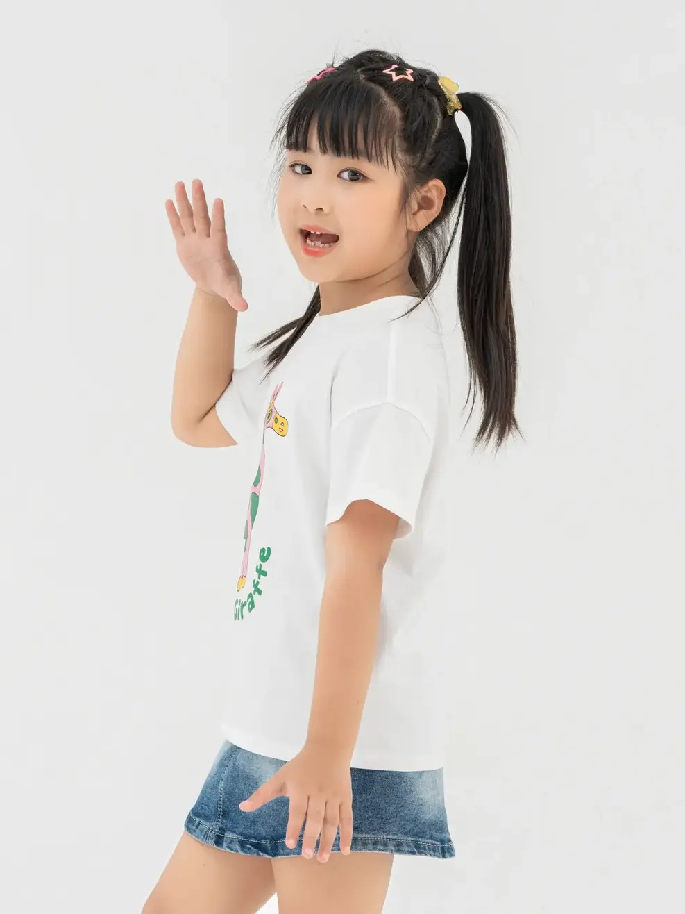 T-shirt Kid Bé In Hươu Cao Cổ - Trắng - 2