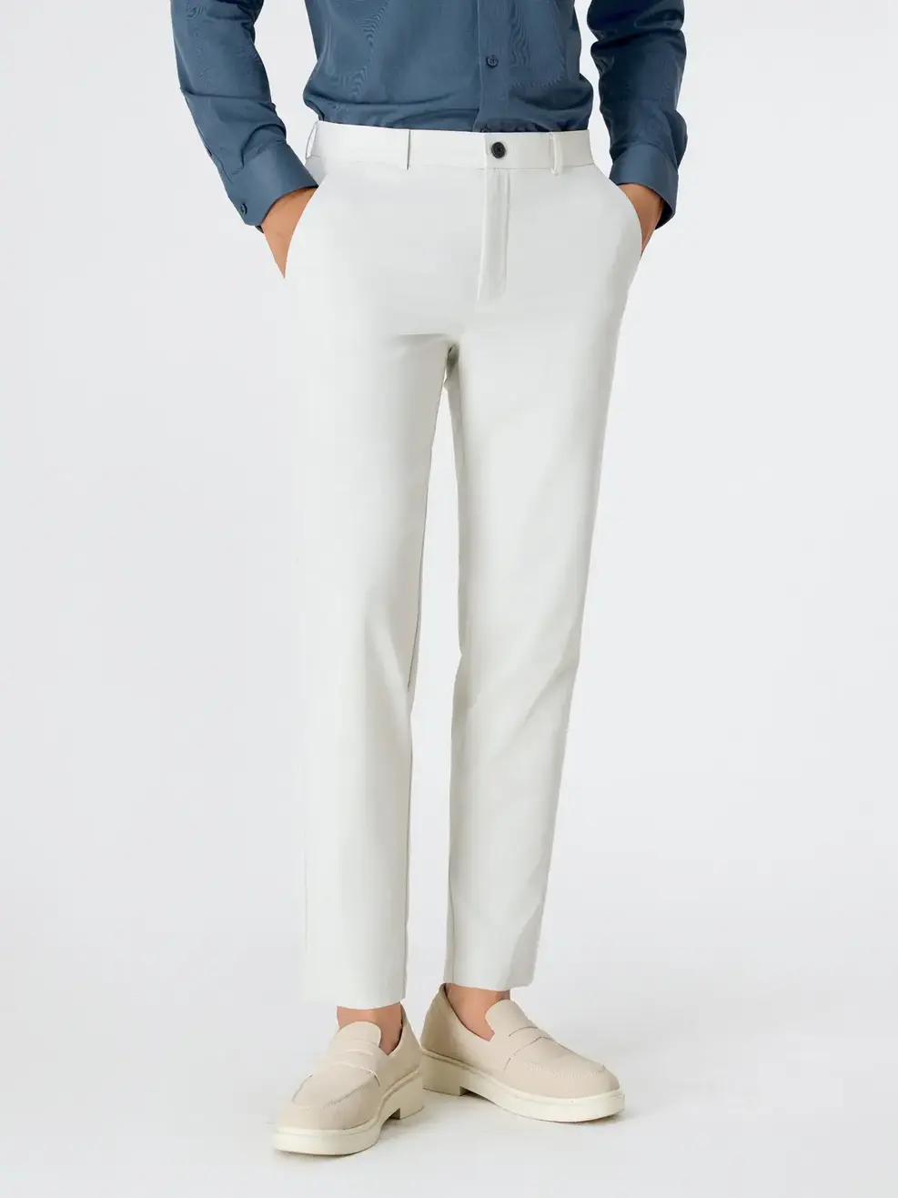 Quần Dài Âu Nam Business Nắp Túi Sau - Xám 001 - 29