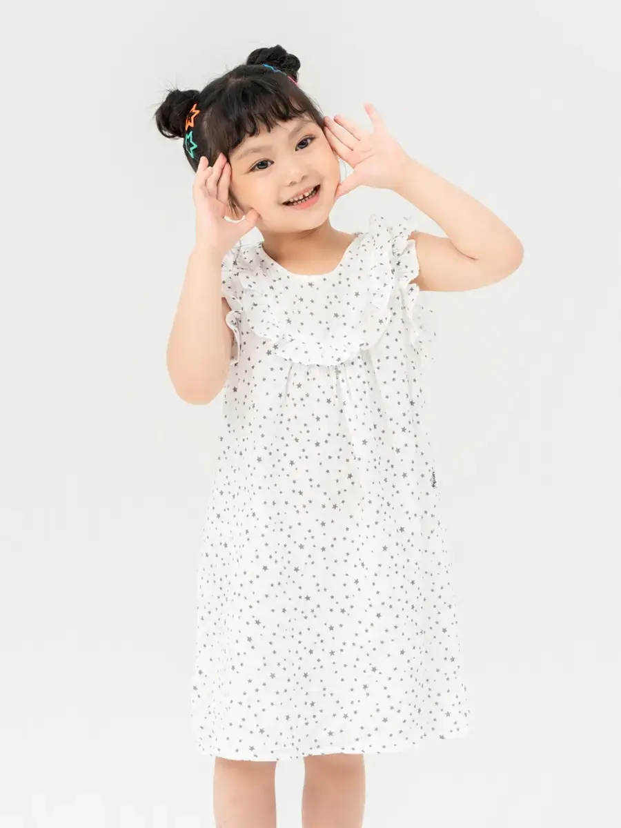 Đầm Kid In Họa Tiết Bèo Ngực - Họa tiết sao - 2