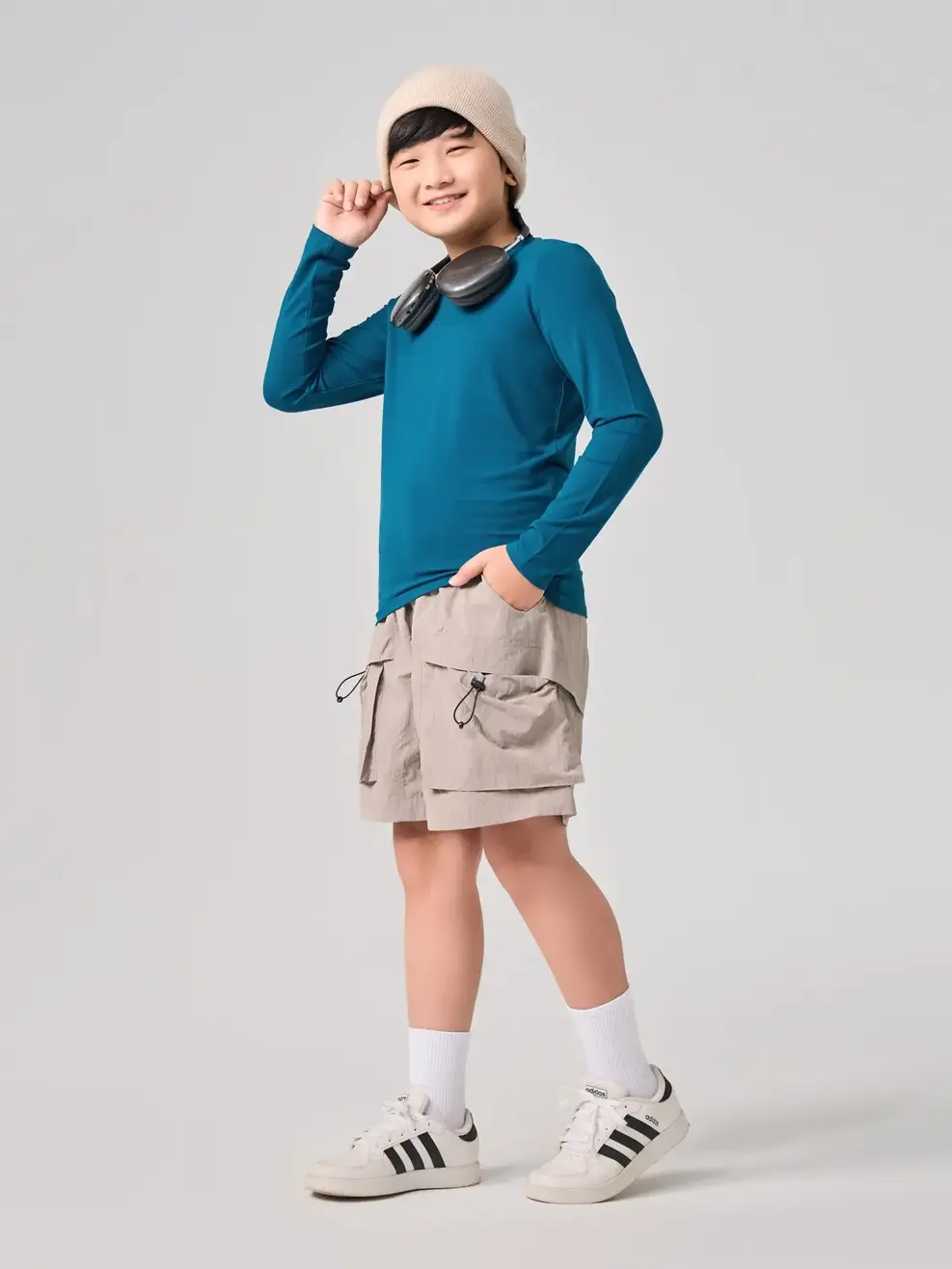 Áo Thu Đông Trẻ Em Giữ Nhiệt Cổ Tròn - Xanh cổ vịt - 10-11