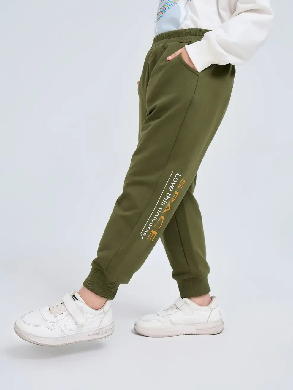 Quần nỉ kid in sườn - Rêu - 2