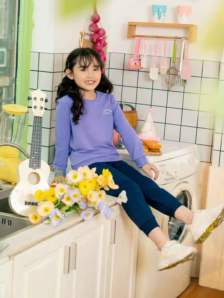 Bộ kid logo biến kiểu - Tím phối tím than - 4