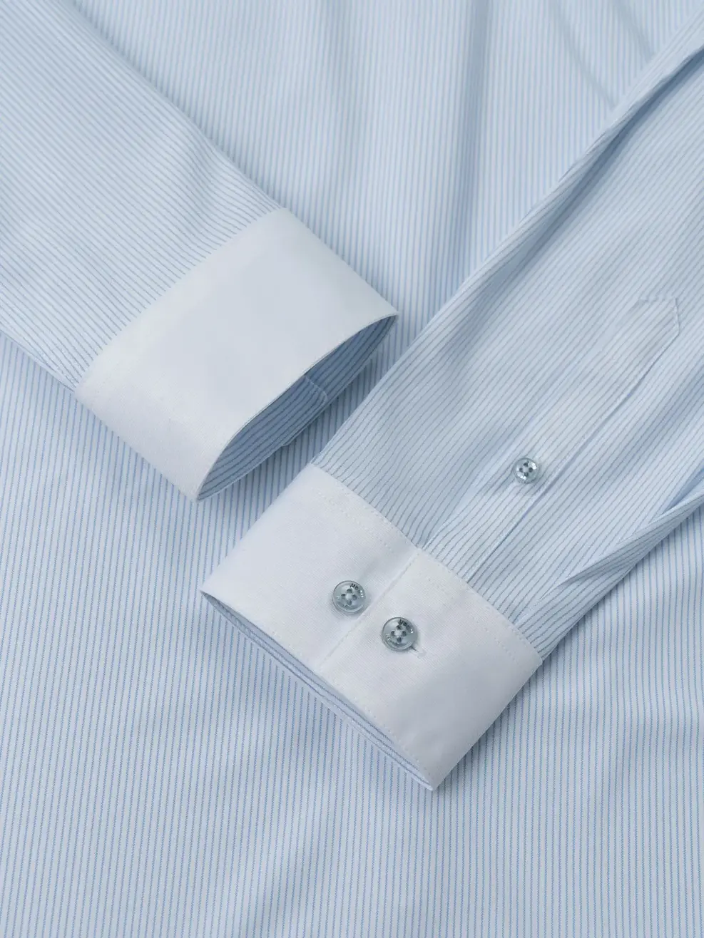 Sơ Mi Dài Tay Nam Kẻ Sọc Phối Cổ - Xanh - M