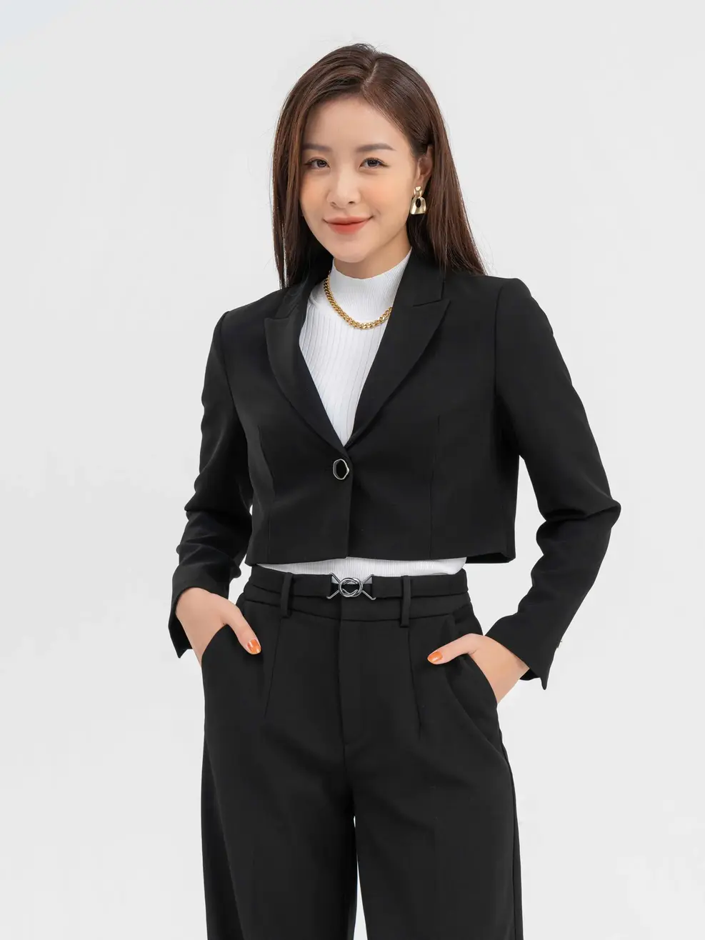 Vest Nữ Dáng Croptop - Đen - S