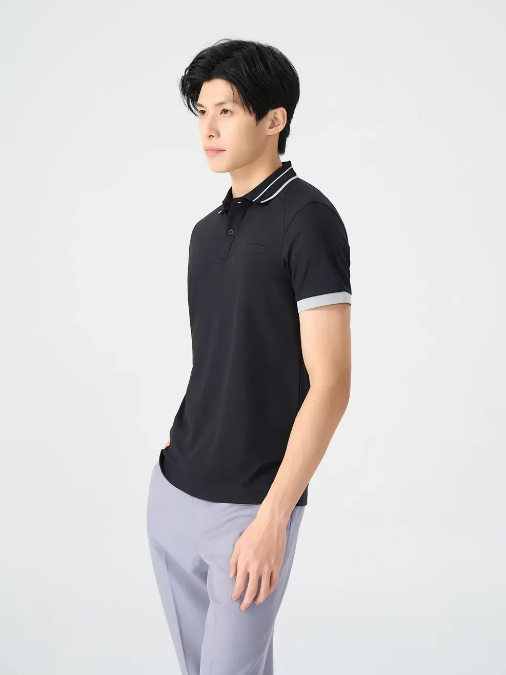 ÁO POLO NAM CAN VAI TÚI CƠI - Đen - M