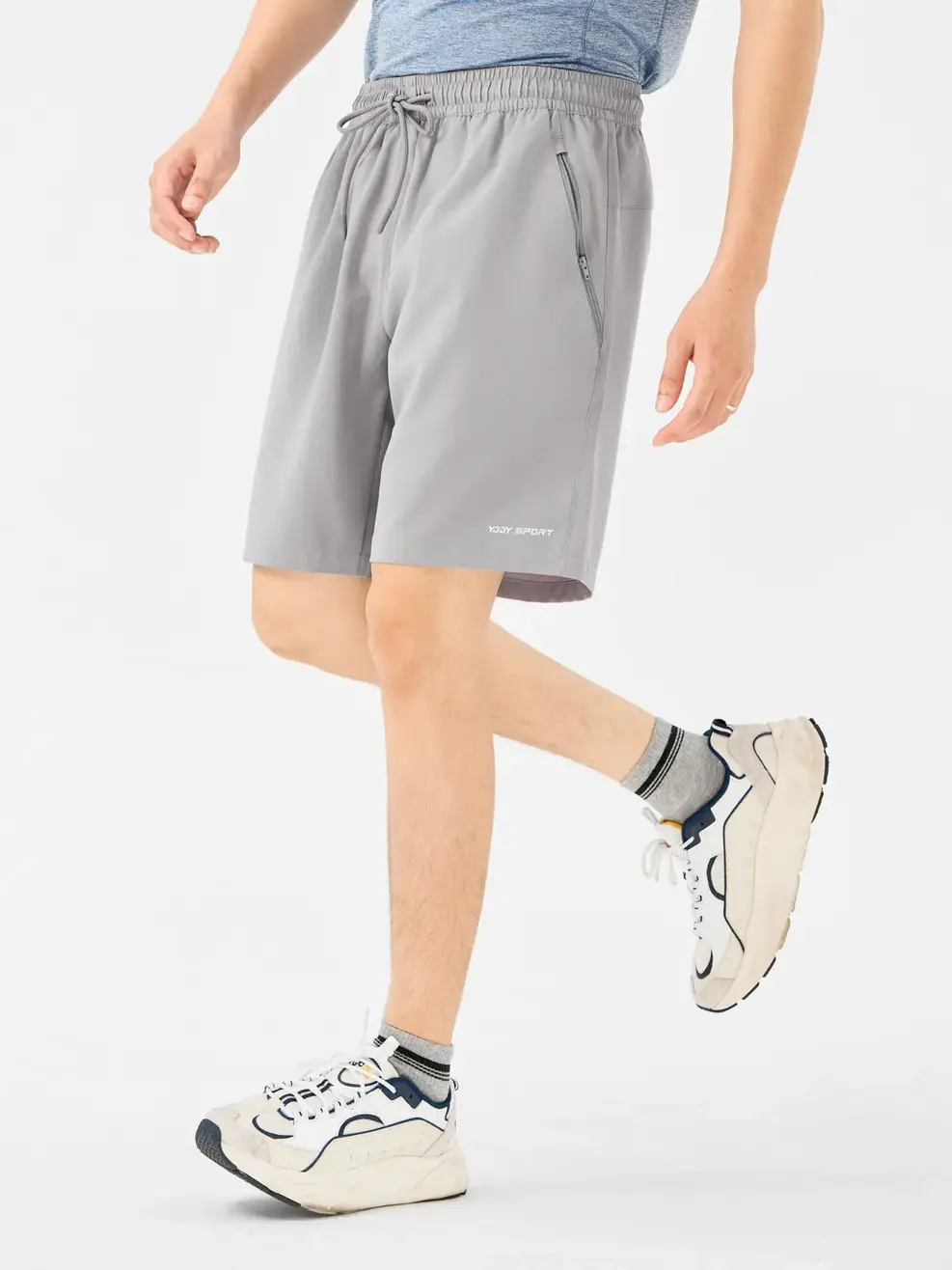 Quần Short Thể Thao Nam Khóa Chéo - Xám - 29