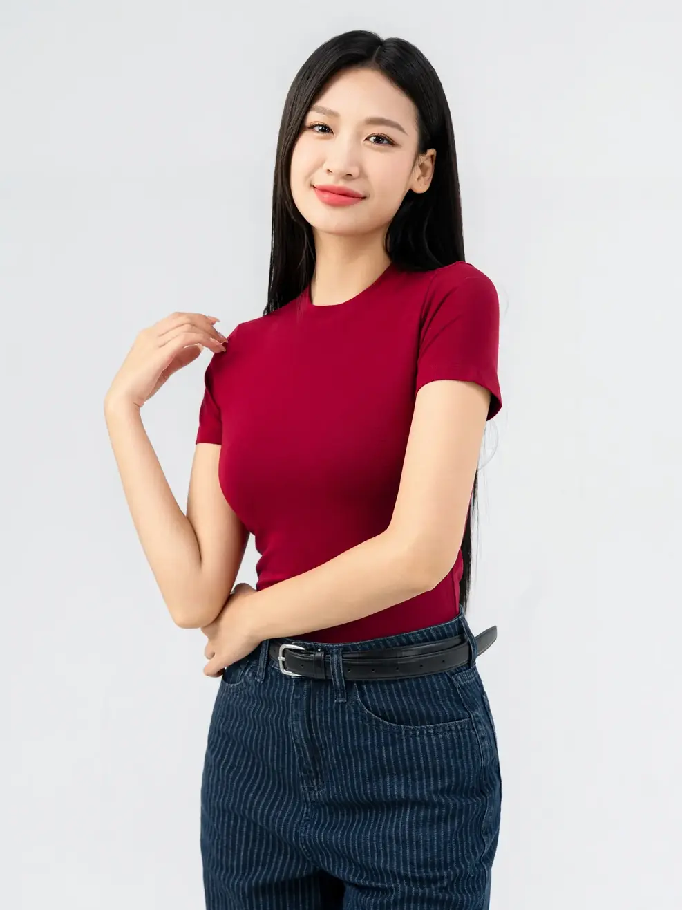 Áo Phông Ôm Cổ Cao Croptop-TSN7269 - Màu đỏ 008 - S