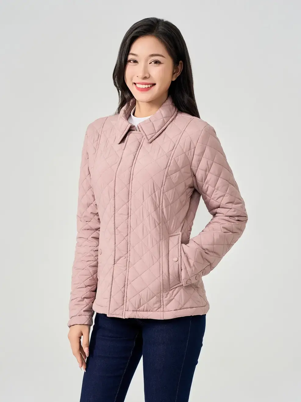 Áo Phao Nữ Trần Trám Nẹp Giấu Khóa (phn7008) - Hồng 004 - S