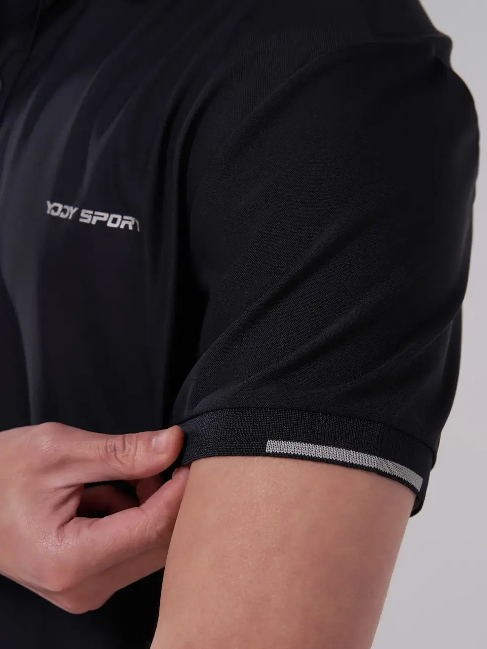 Polo thể thao nam logo ngực - Đen - 2XL