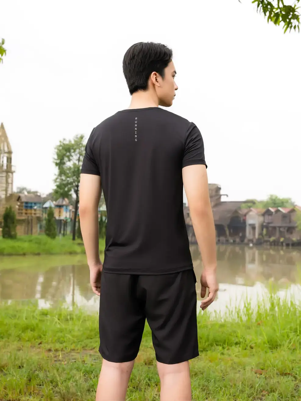 bộ đồ nam running - Đen - M