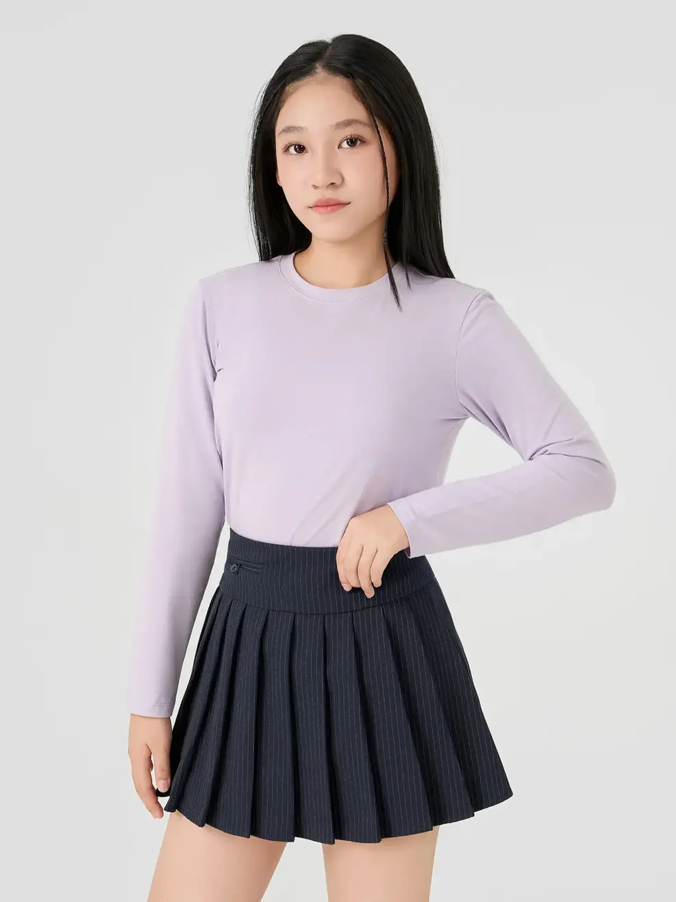 Áo CozyFit trẻ em giữ nhiệt cổ tròn- Tím 057 - 164