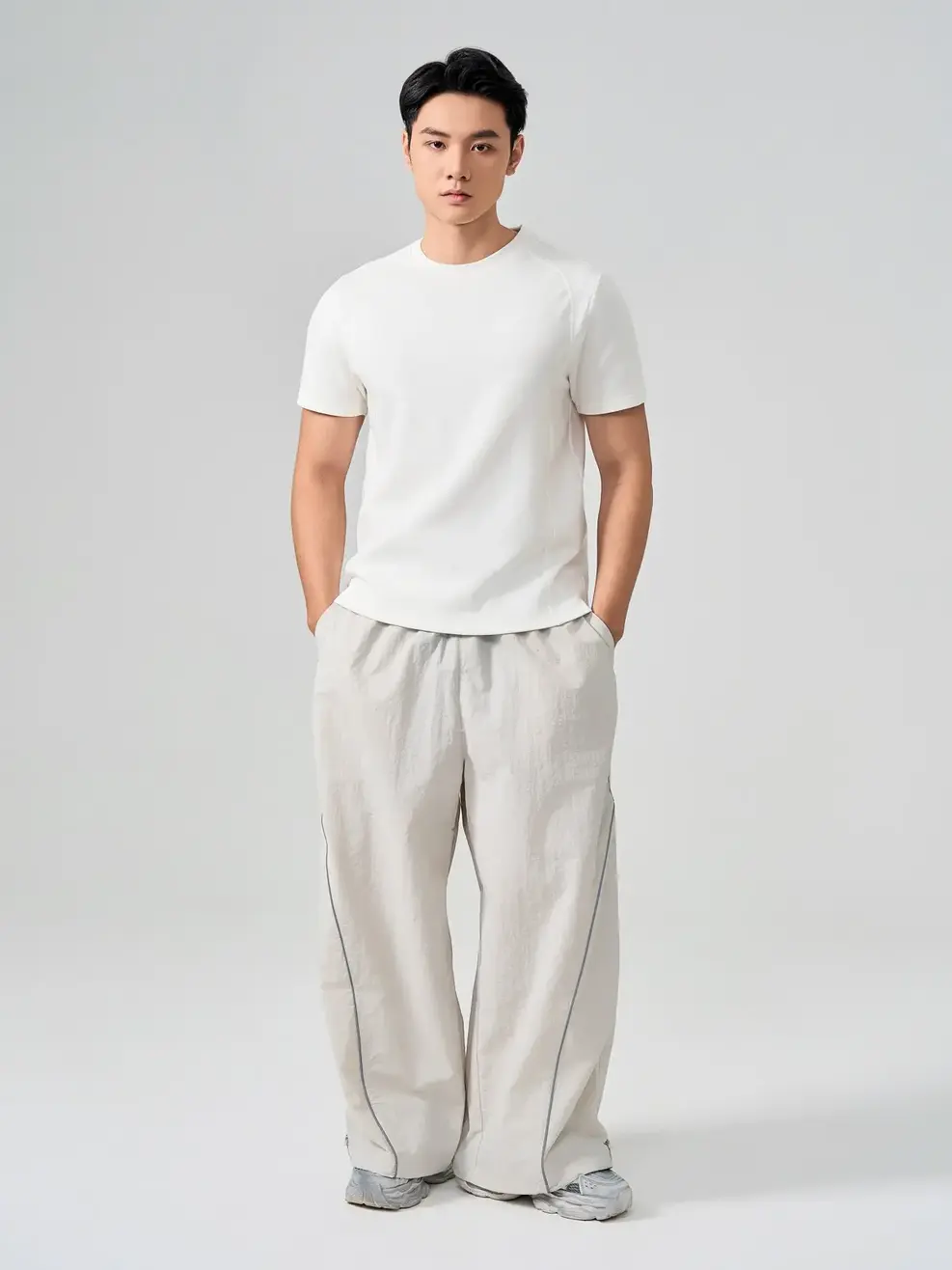 T-shirt Nam Regular Tay Raglan Giả - Trắng - M