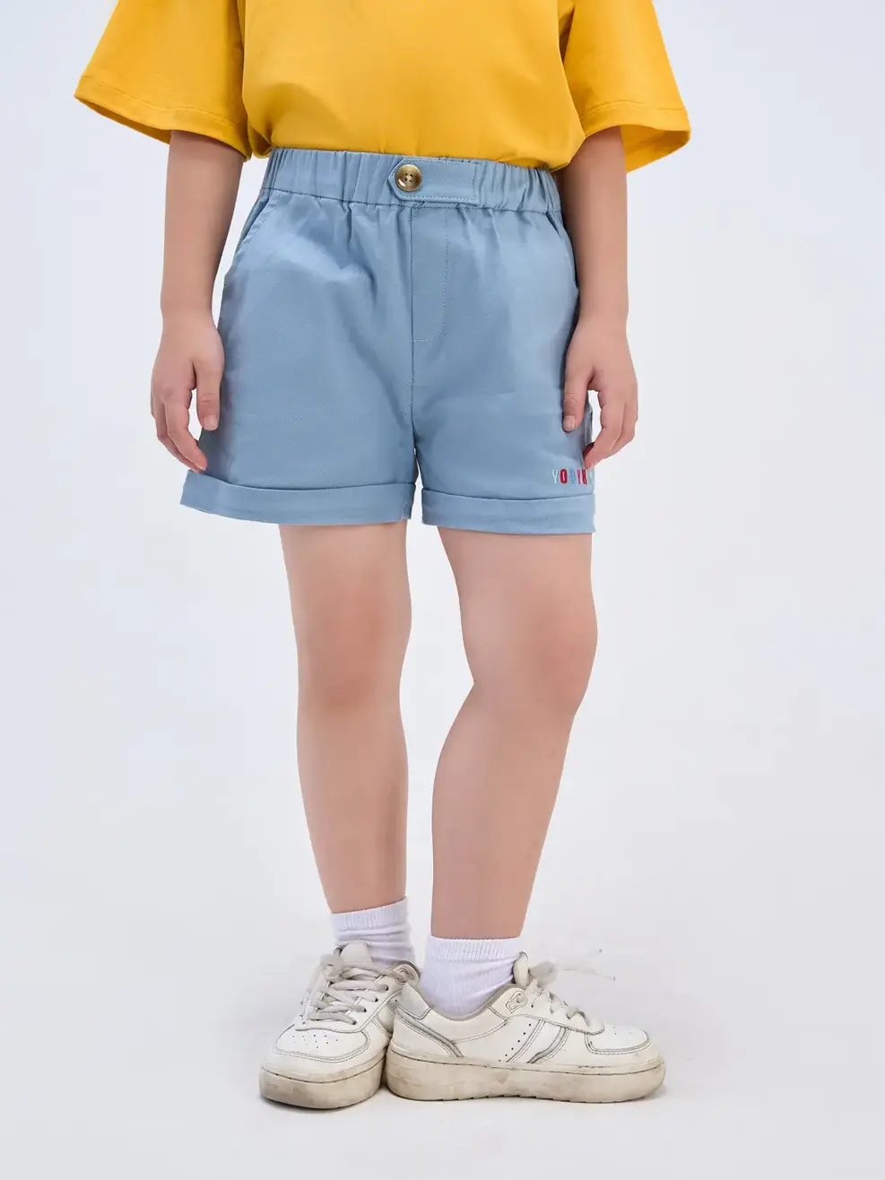 Quần sooc kaki kid thêu ống - Xanh - 6