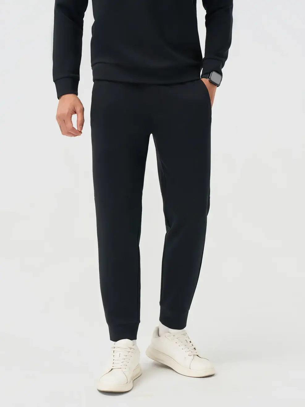 Bộ Đồ Nỉ Thể Thao Cổ Tròn Dây Dệt - ĐEN 002 - M