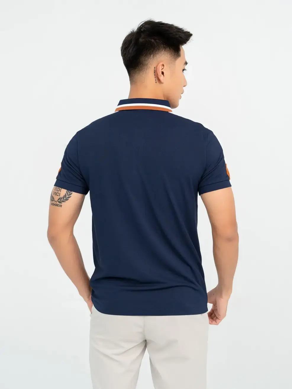 Polo Nam Cafe Phối Vai - Navy - M