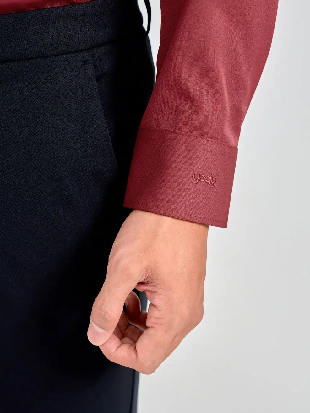 Sơ Mi Dài Tay Nam Nano Phối Cổ - Đỏ đậm - M