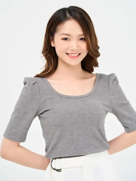 Áo Thun Nữ Ôm Cổ Vuông Tay Bồng